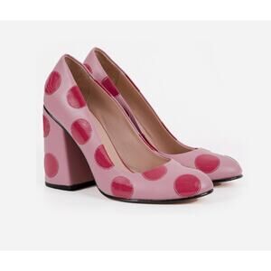 Butrich 9 pink polka dot casino block heels